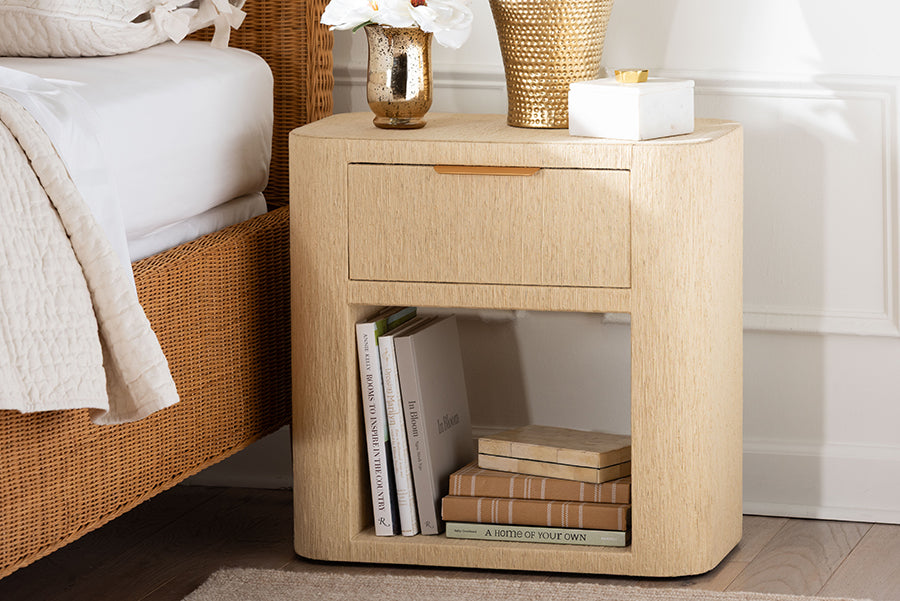 Bali & Pari Beauford Grasscloth 1-Drawer Nightstand