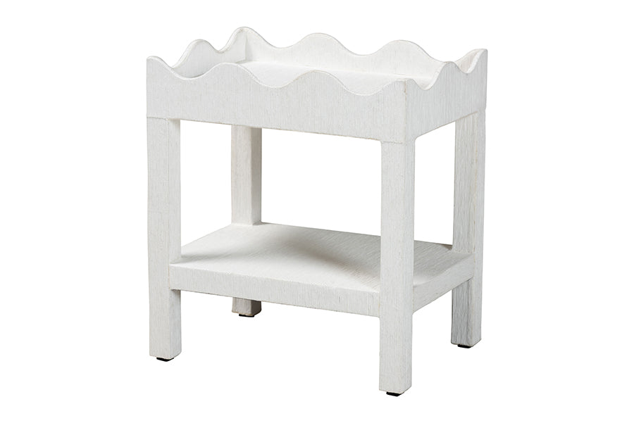 Bali & Pari Sebastian Grasscloth Scalloped End Table