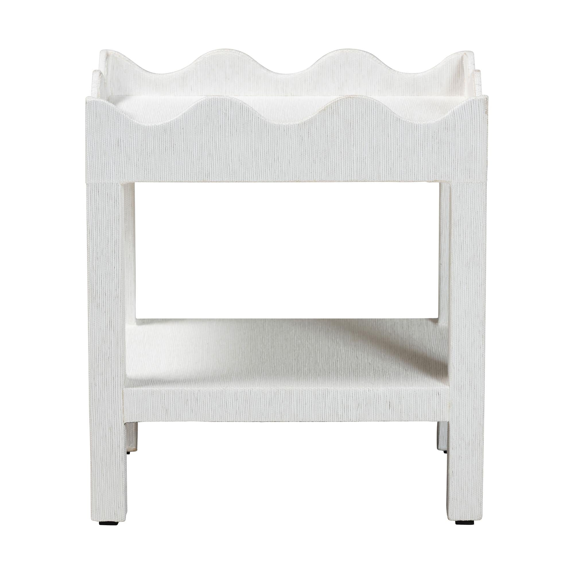 Bali & Pari Sebastian Grasscloth Scalloped End Table