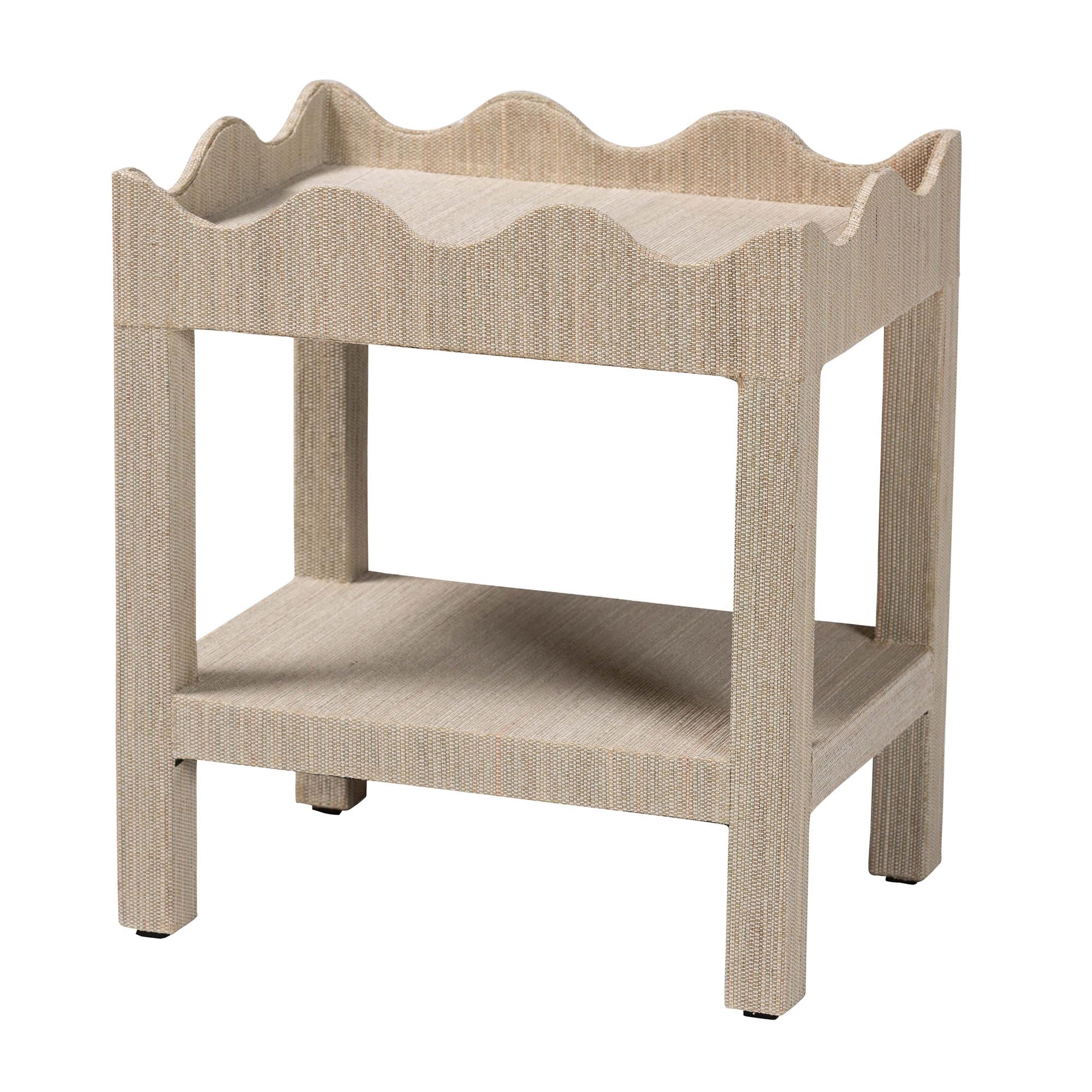 Bali & Pari Sebastian Grasscloth Scalloped End Table