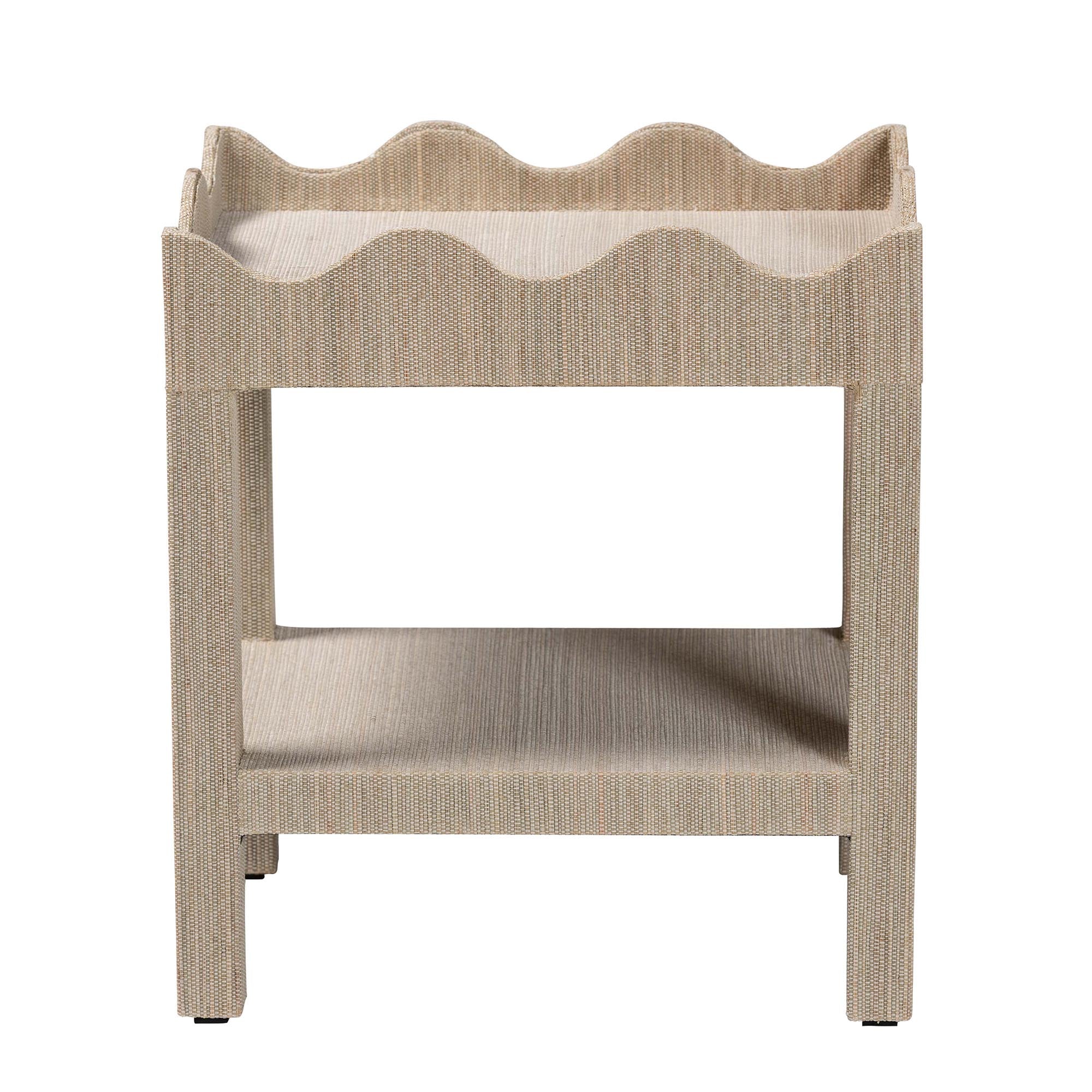 Bali & Pari Sebastian Grasscloth Scalloped End Table