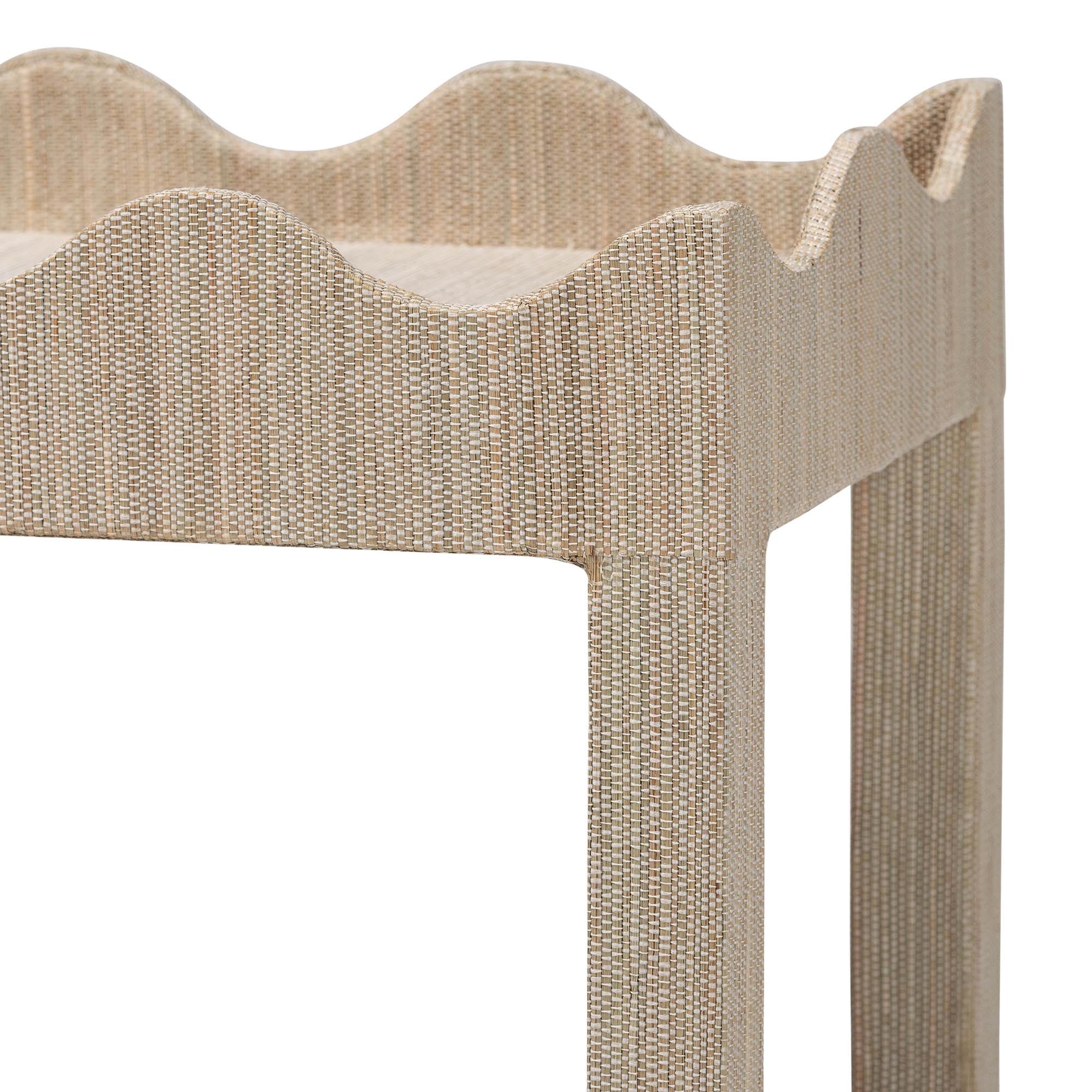 Bali & Pari Sebastian Grasscloth Scalloped End Table