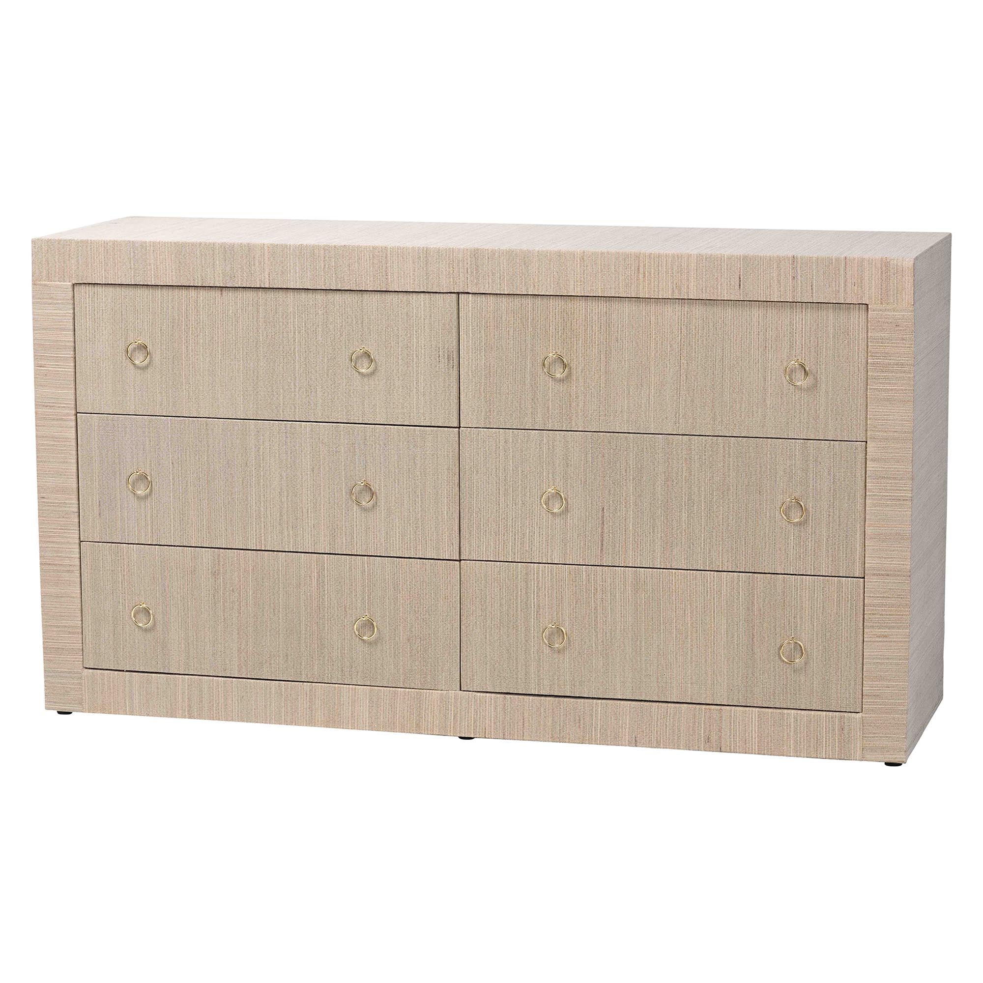 Bali & Pari Sage Grasscloth 6-Drawer Dresser