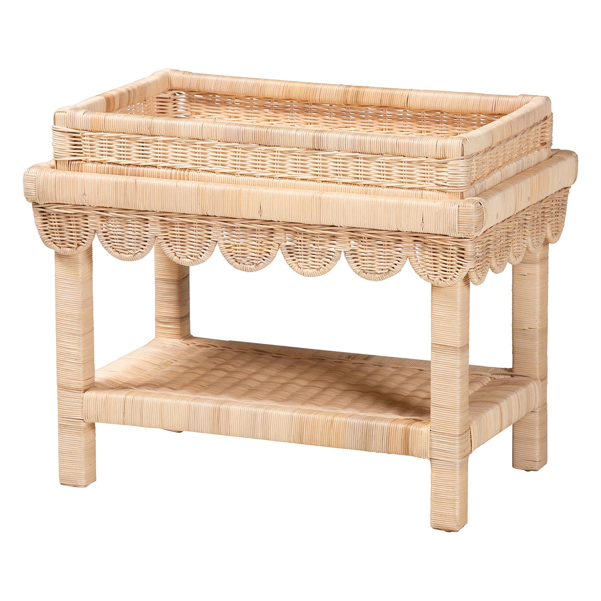 Bali & Pari Weyman Scalloped Rattan End Table