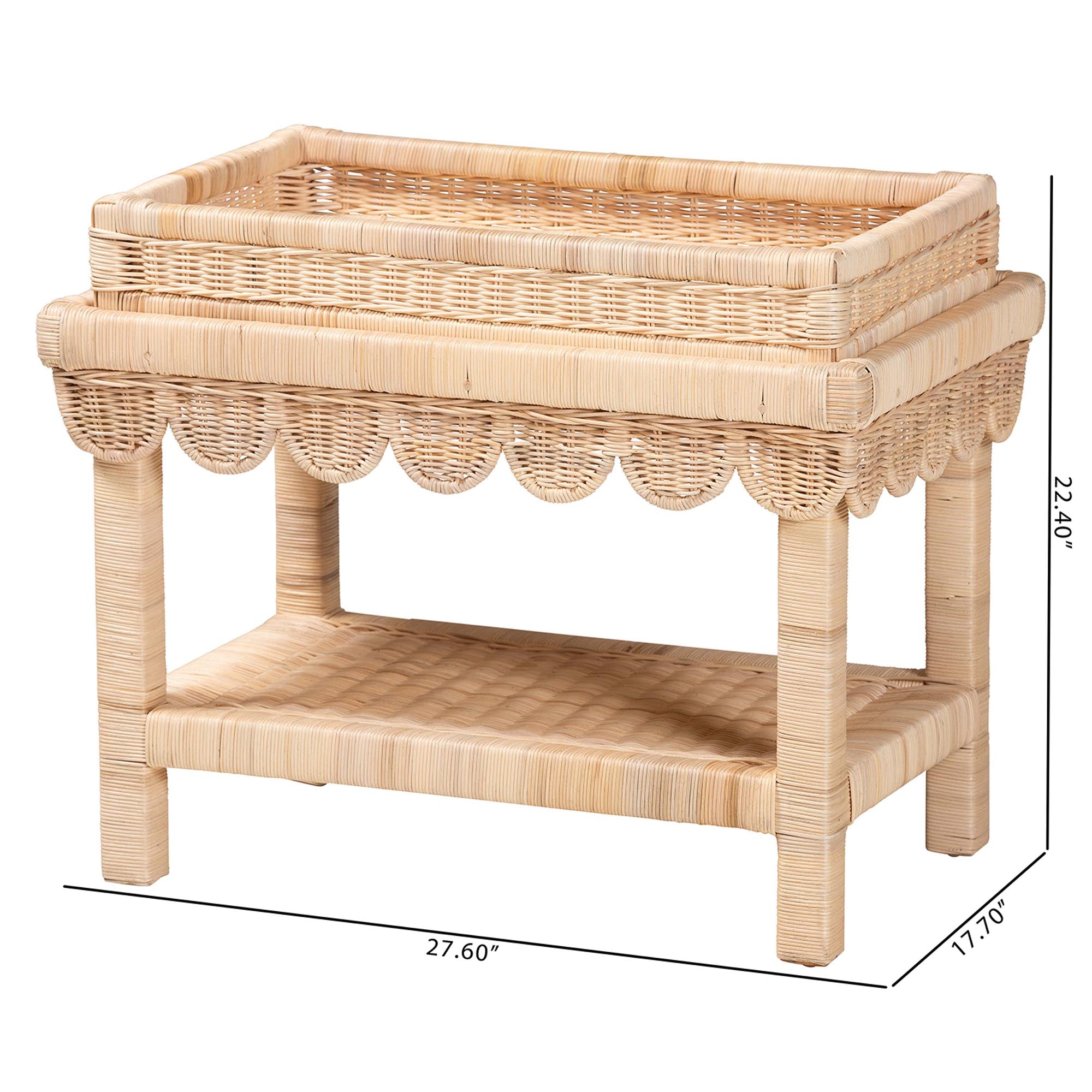 Bali & Pari Weyman Scalloped Rattan End Table