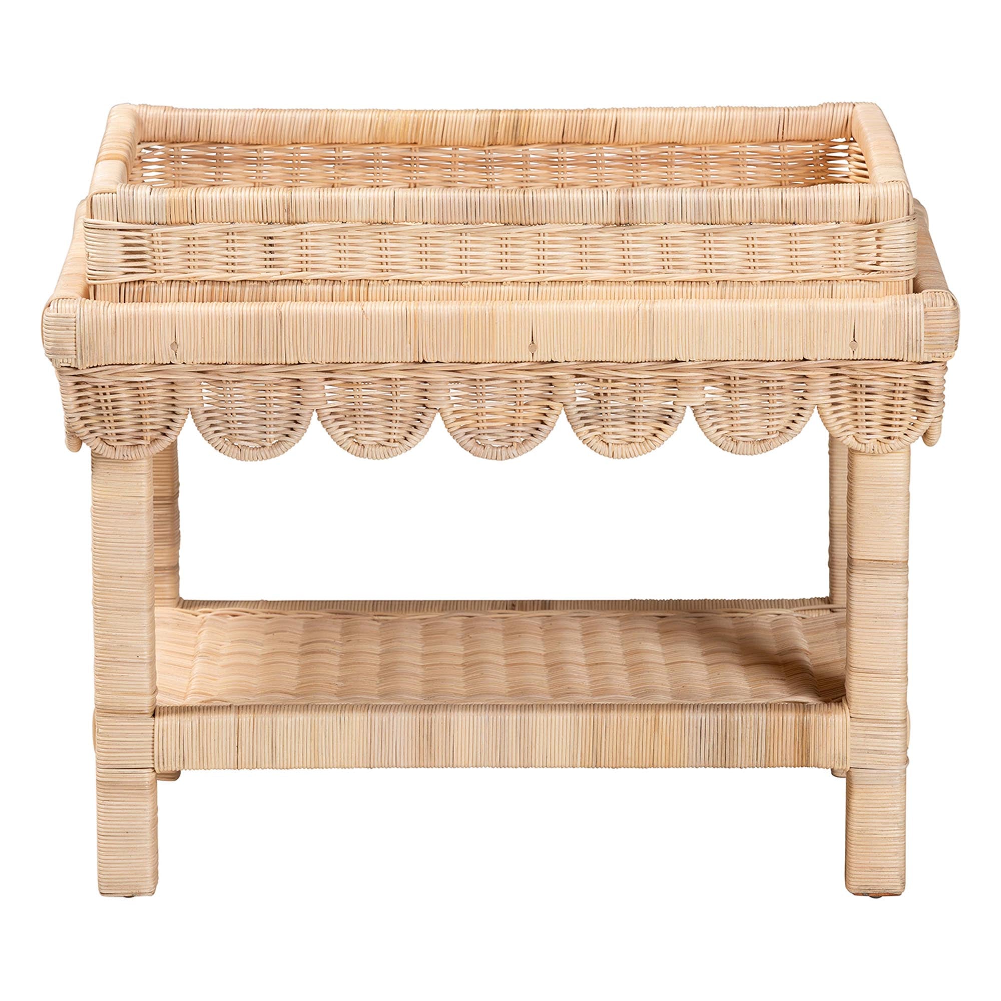 Bali & Pari Weyman Scalloped Rattan End Table