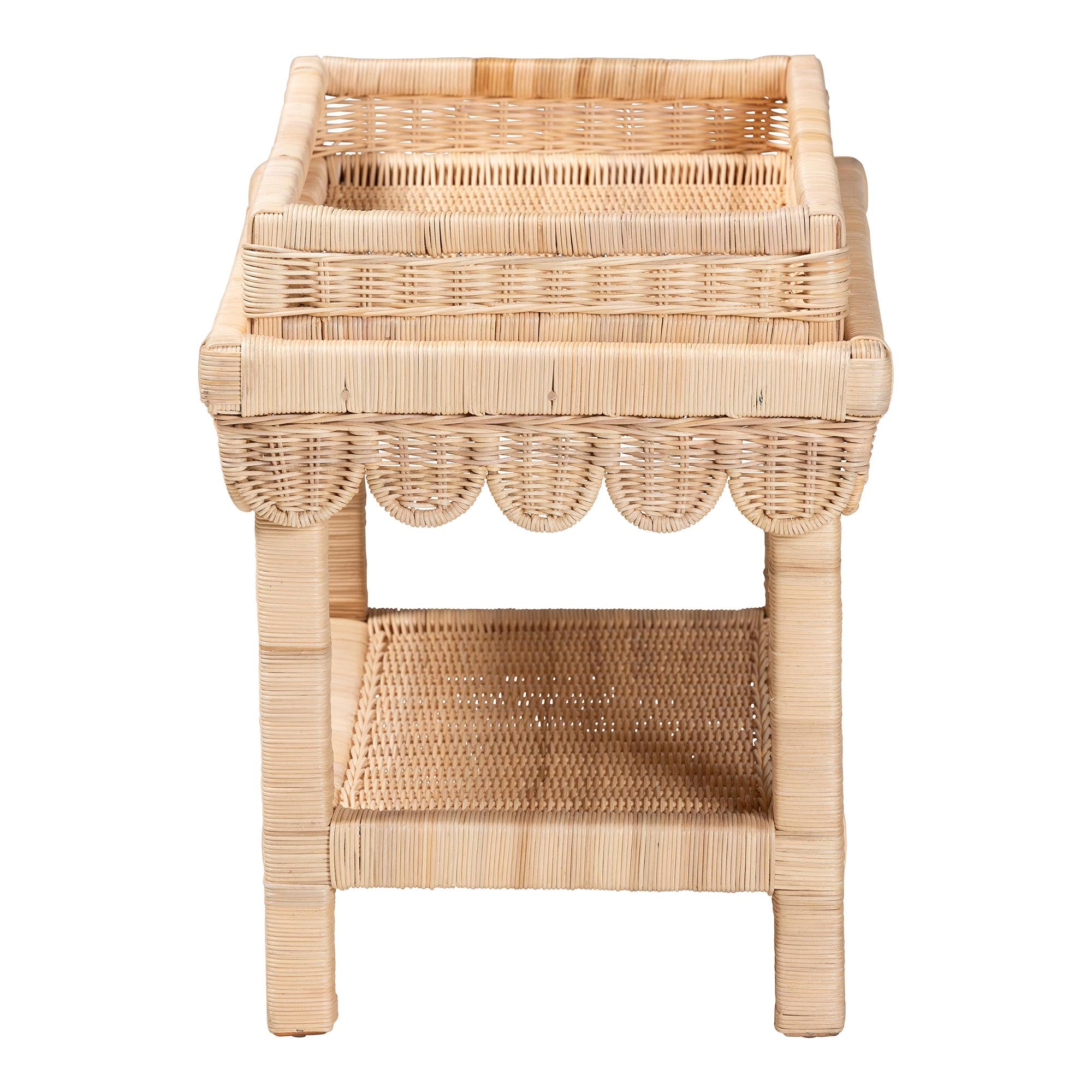 Bali & Pari Weyman Scalloped Rattan End Table