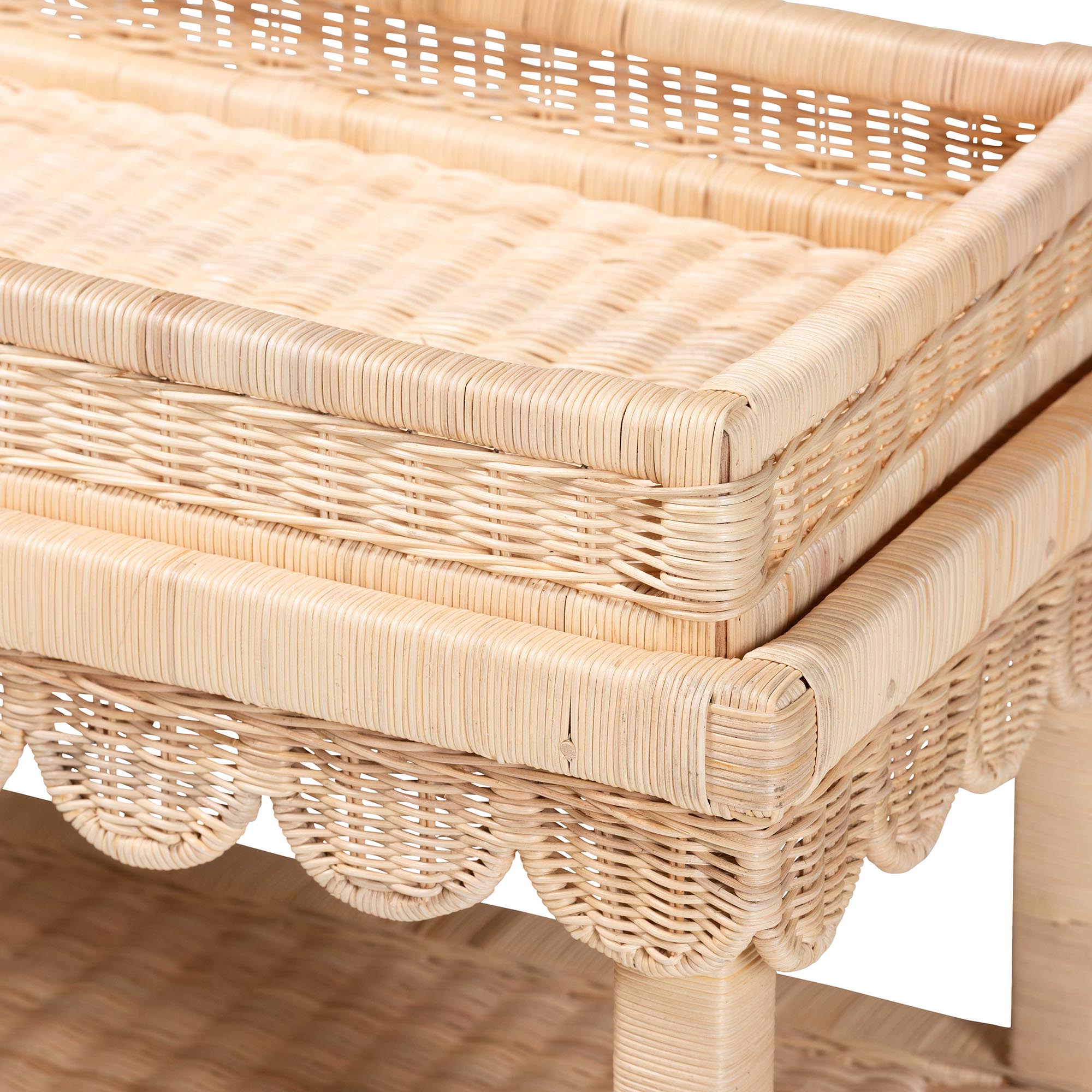 Bali & Pari Weyman Scalloped Rattan End Table