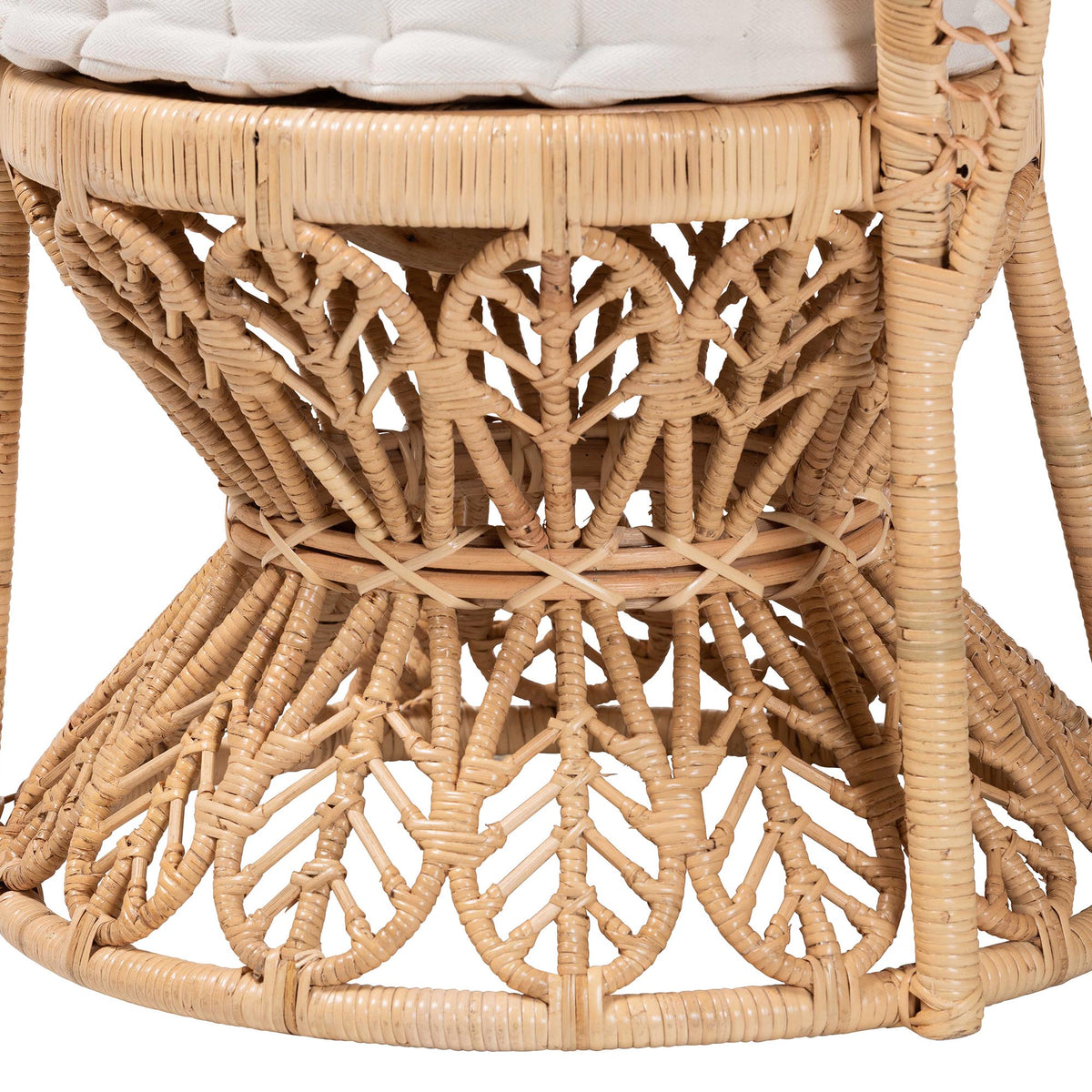 Bali & Pari Kimiko Rattan Peacock Chair with Cushion Handwoven Wicker Accent Chair