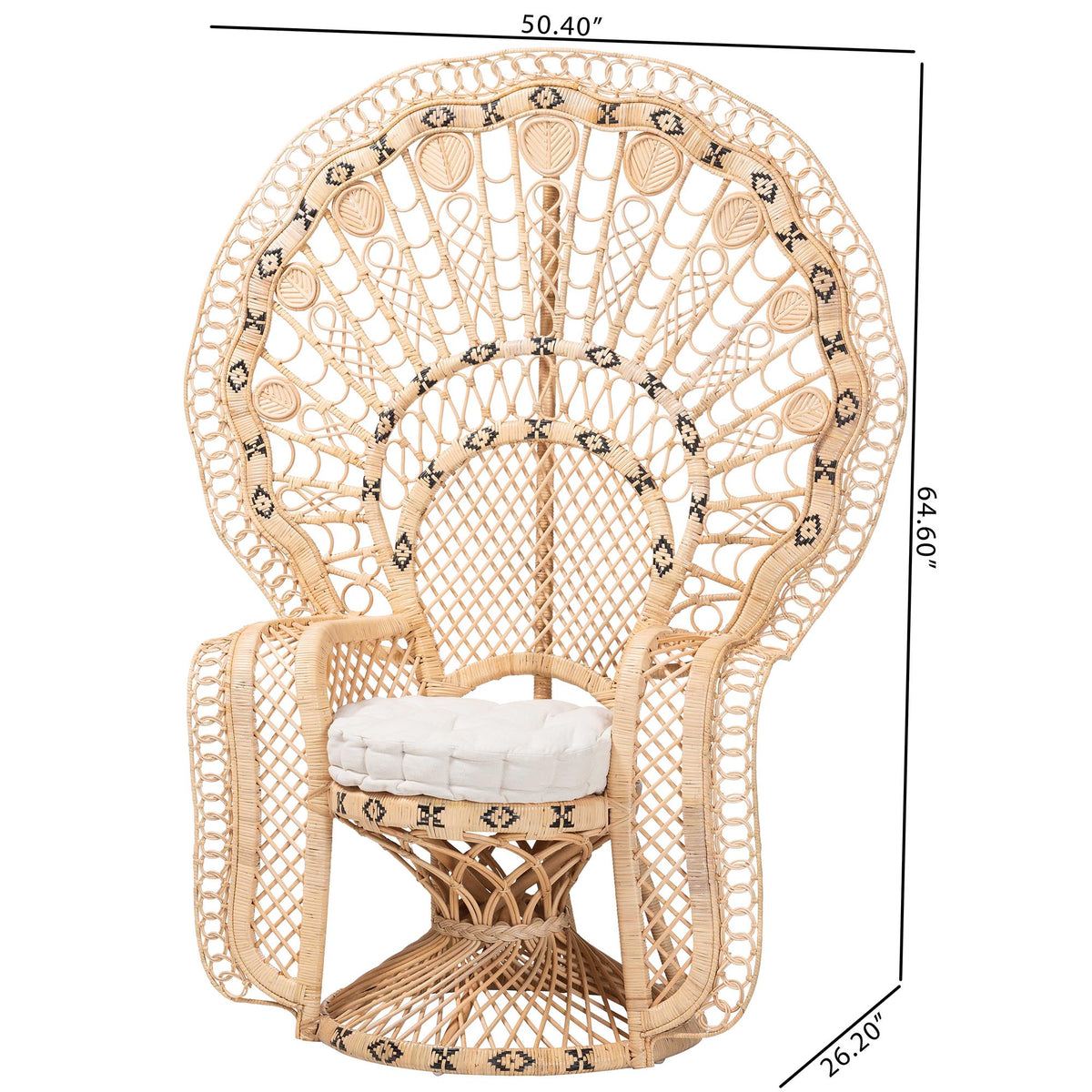 Bali & Pari Nafisa Rattan Peacock Chair Handwoven Wicker Accent Chair