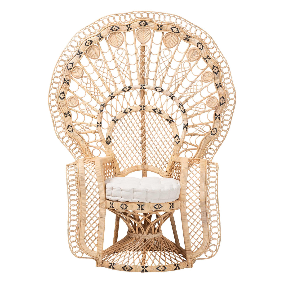 Bali & Pari Nafisa Rattan Peacock Chair Handwoven Wicker Accent Chair