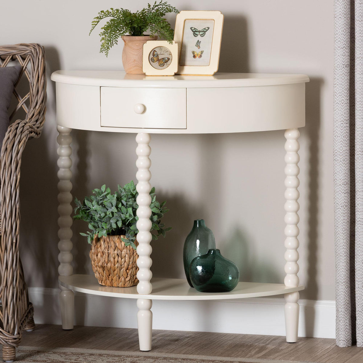 Raynera Bobbin-Leg Demilune Console Table