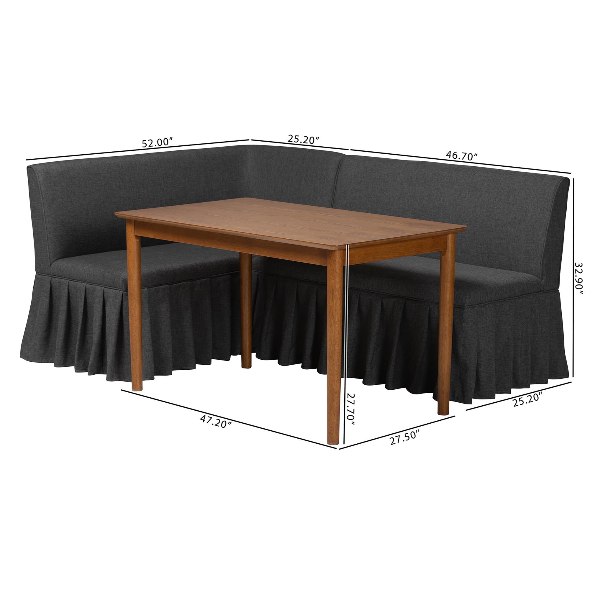 Richard 3-Piece Fabric Upholstered Dining Nook Set