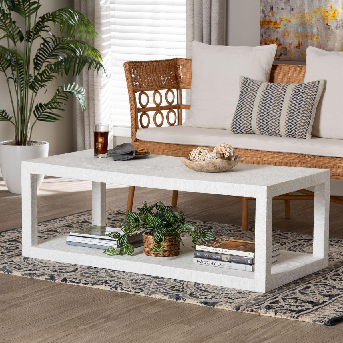Bali & Pari Oaklynn Grasscloth Coffee Table