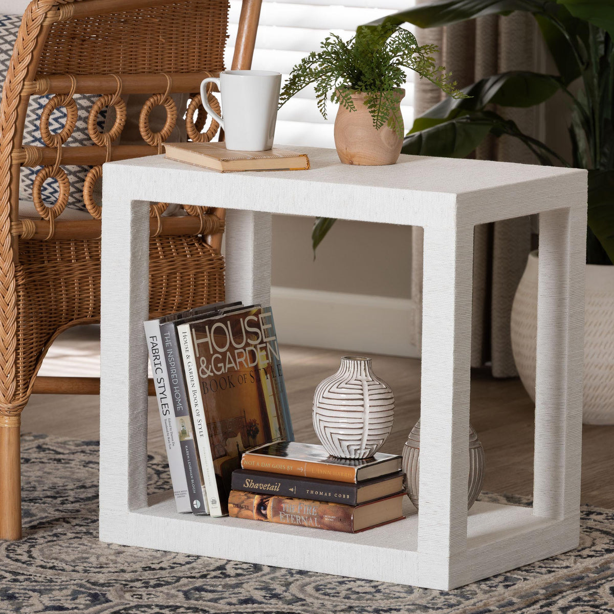 Bali & Pari Oaklynn Grasscloth End Table