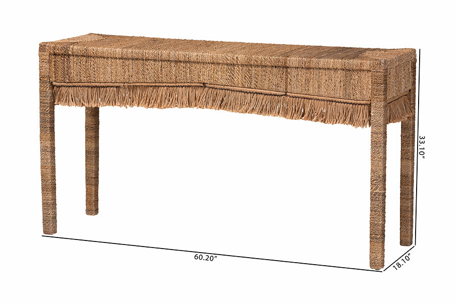 Bali & Pari Fiona Handwoven Seagrass Console Table