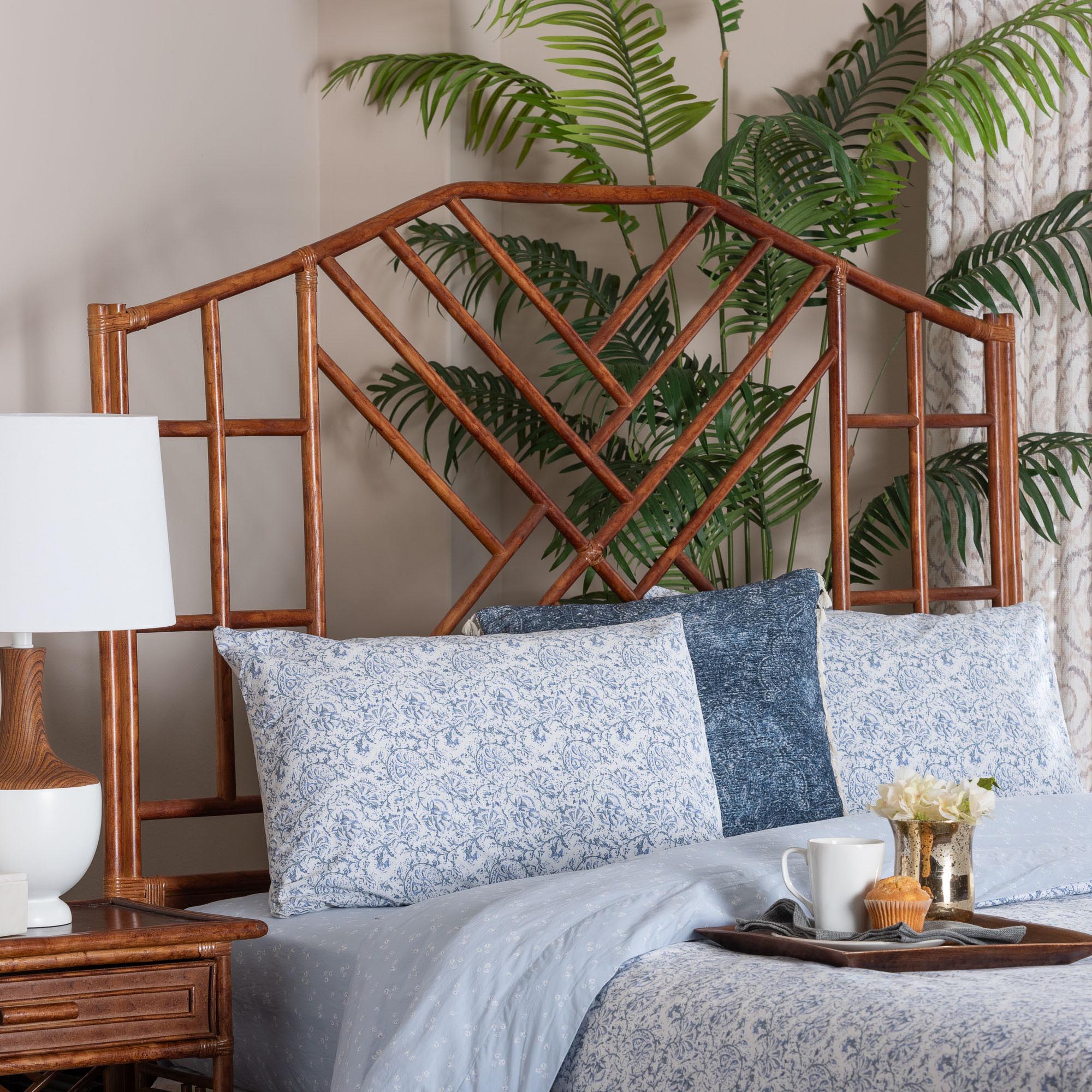 Bali & Pari Kachiri Marbled Tortoise Rattan Headboard