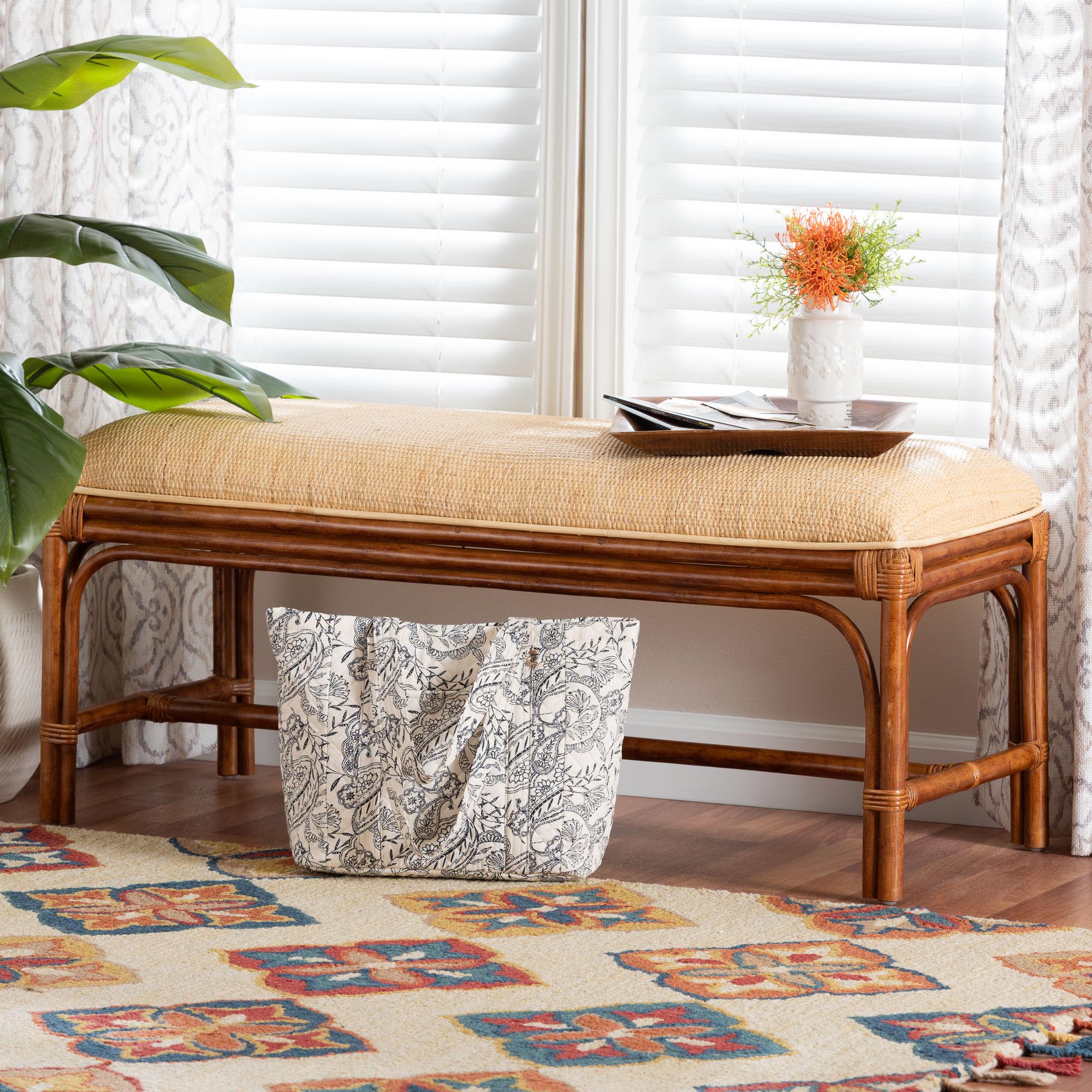 Bali & Pari Belen Marbled Tortoise Rattan Bench
