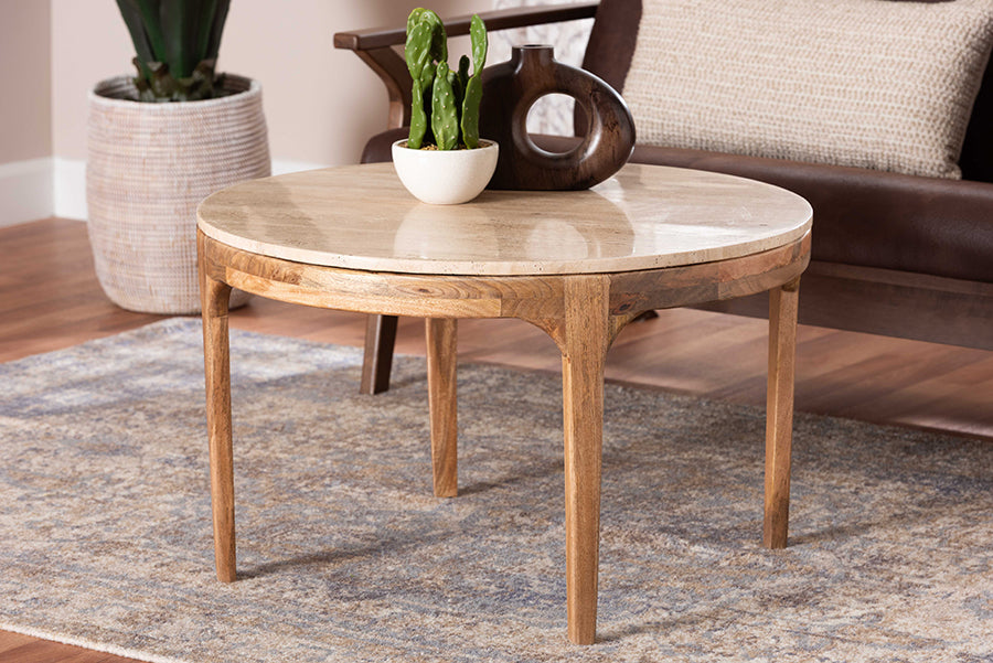 Prospero Round Travertine Coffee Table