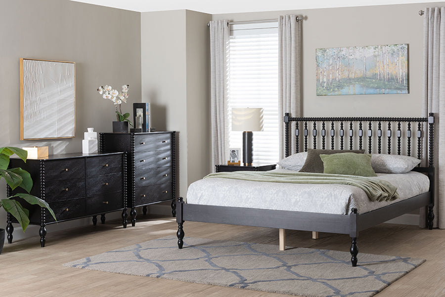 Denita Spindle 4-Piece Bedroom Set 1-Drawer Nightstand