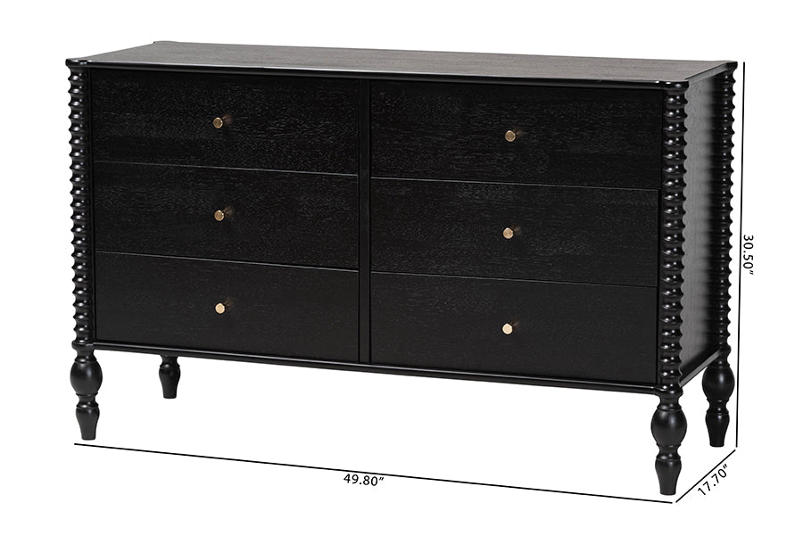 Callison Spindle Dresser 6-Drawer Farmhouse Horizontal Cabinet
