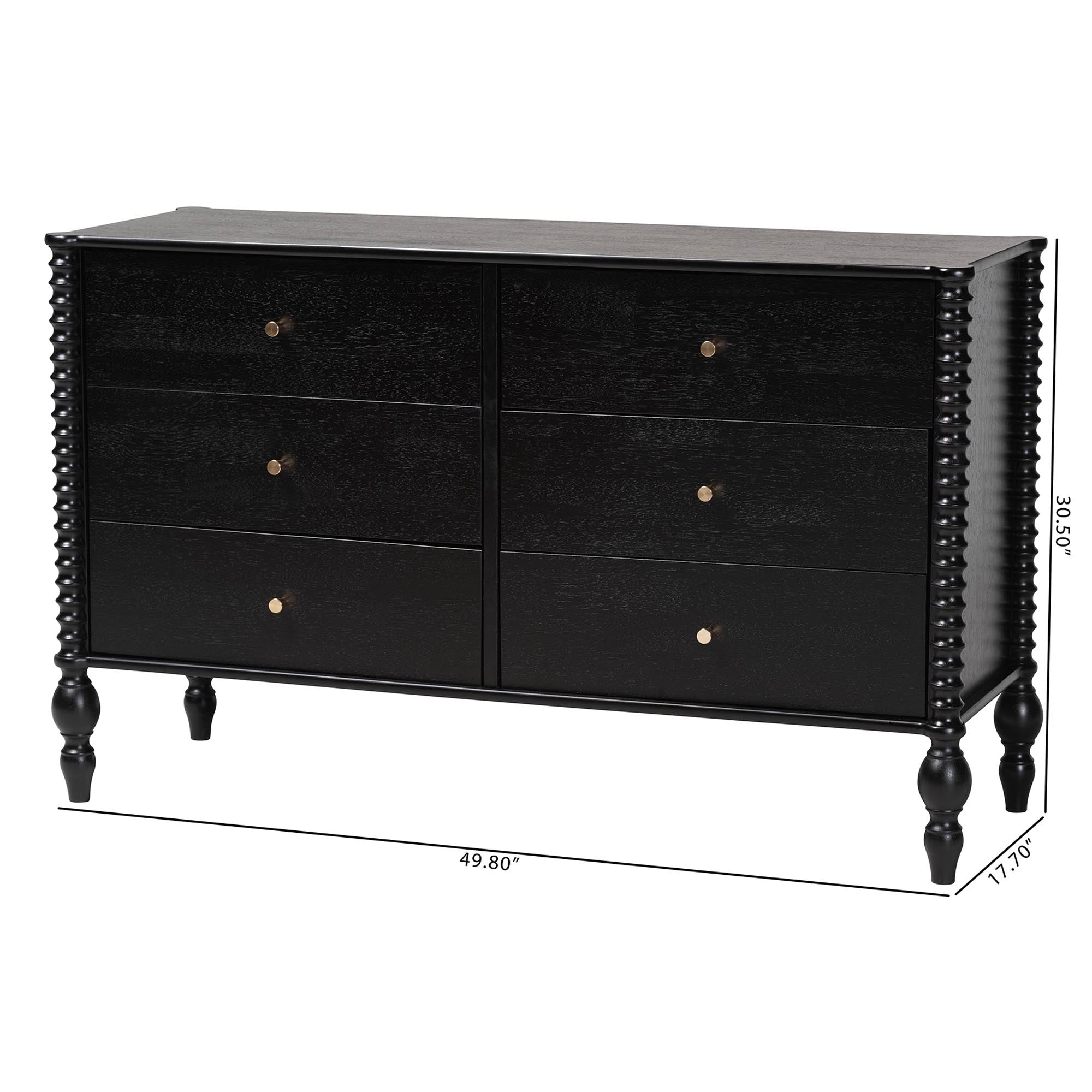 Callison Spindle Dresser 6-Drawer Farmhouse Horizontal Cabinet