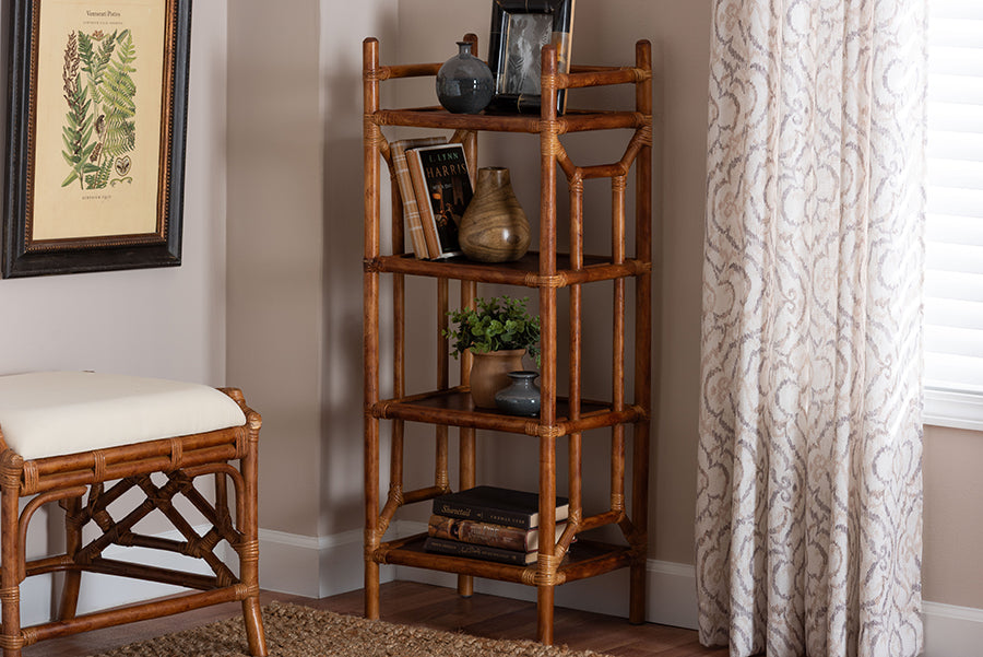 Bali & Pari Basile Marbled Tortoise Rattan Display Shelf