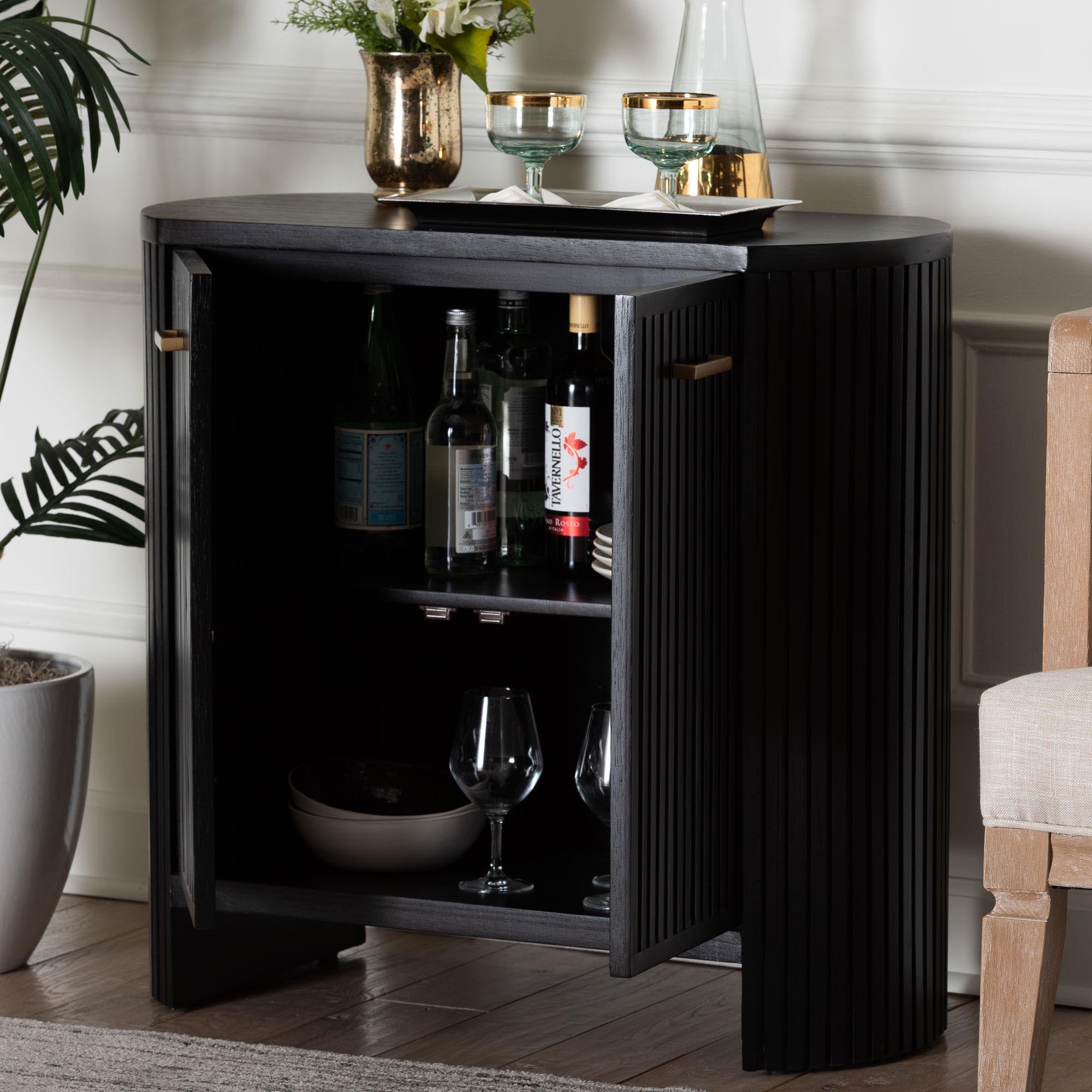 Bali & Pari Keshet Fluted Wood Storage Cabinet