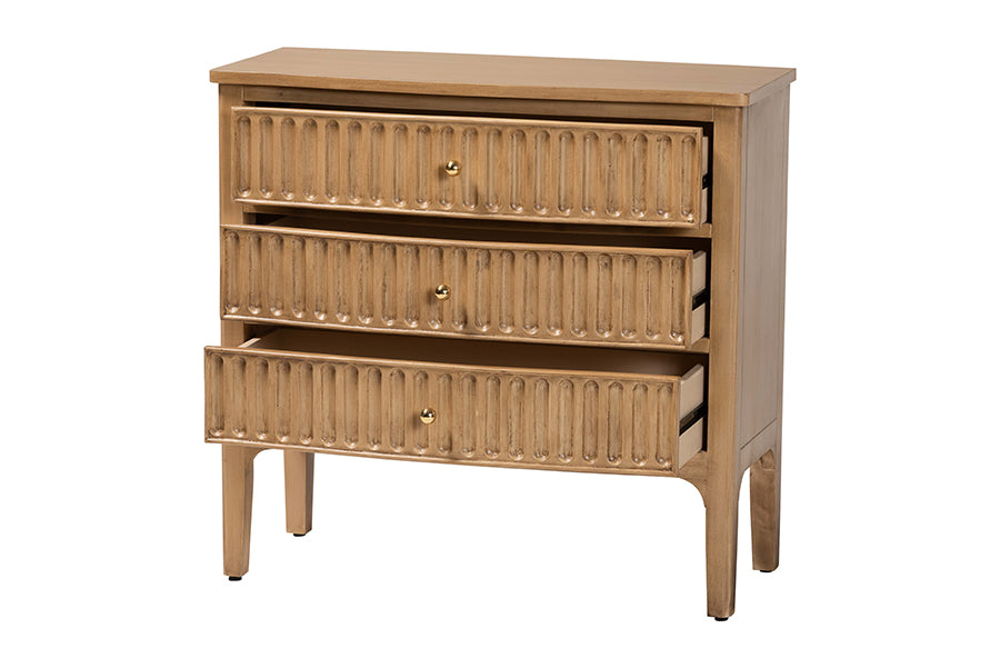 Bali & Pari Lavi Fluted Wood Chest 3-Drawer Storage Chest