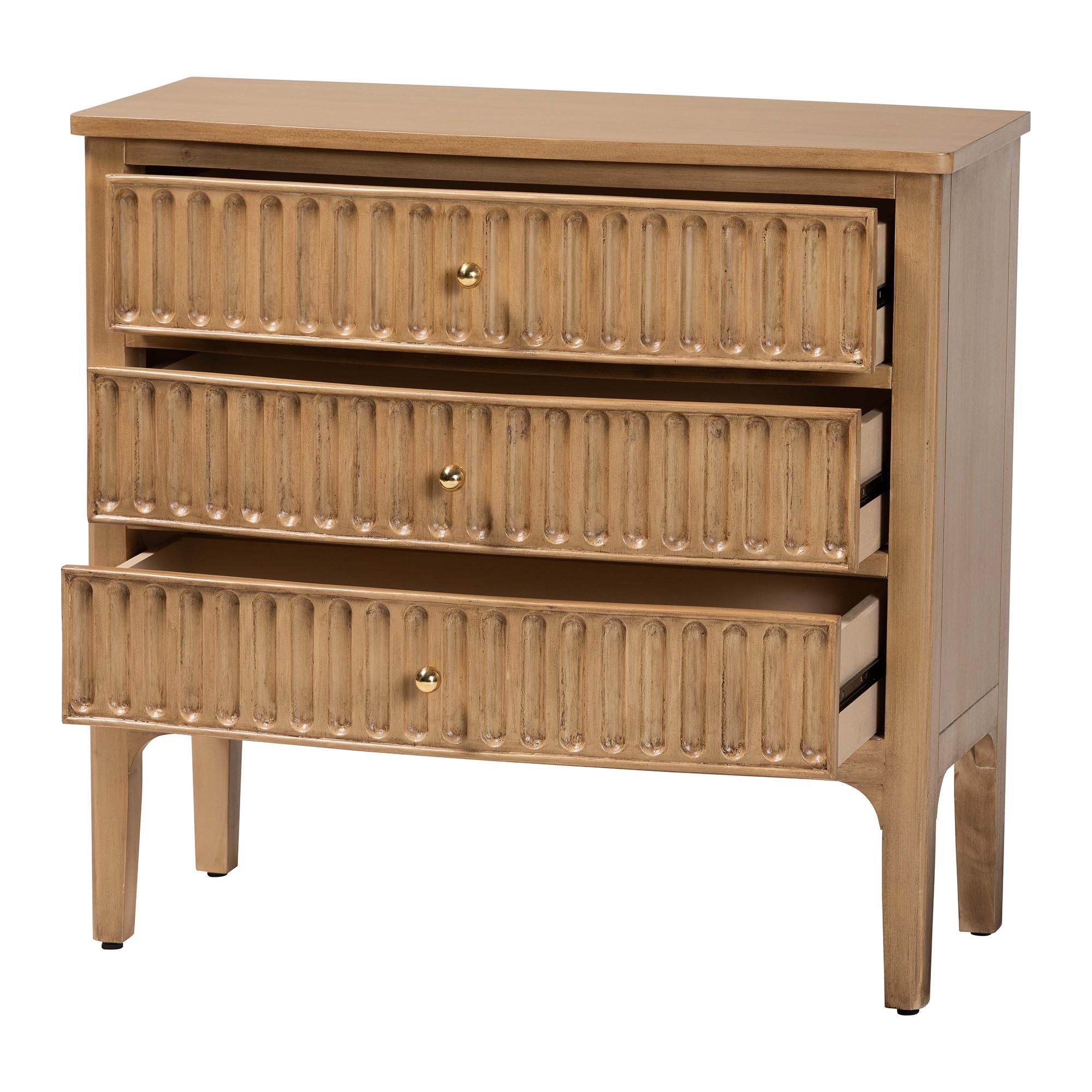 Bali & Pari Lavi Fluted Wood Chest 3-Drawer Storage Chest
