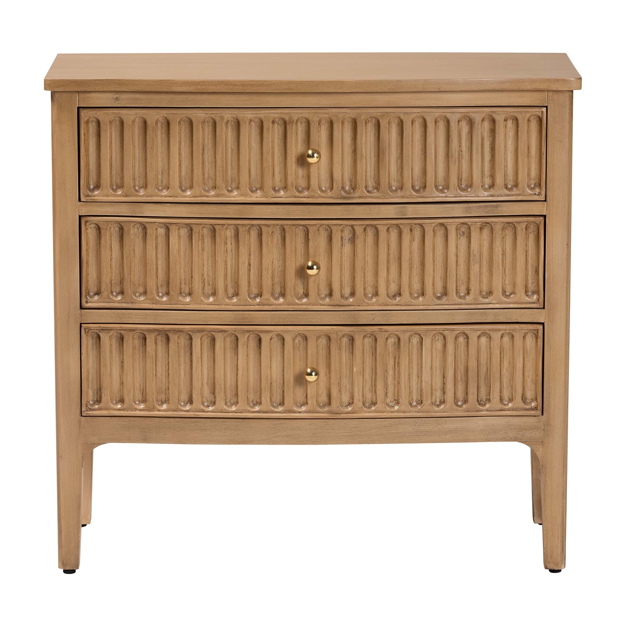 Bali & Pari Lavi Fluted Wood Chest 3-Drawer Storage Chest