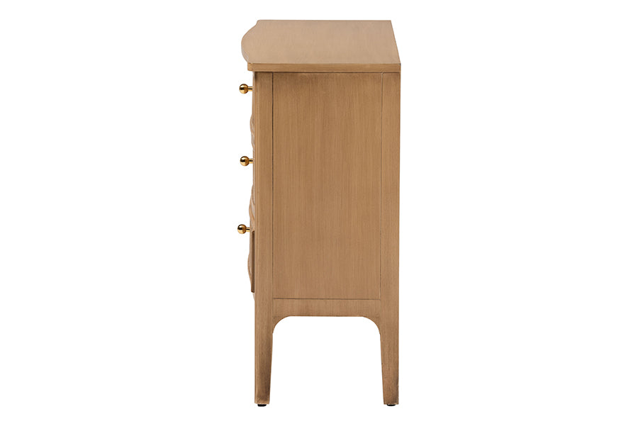 Bali & Pari Lavi Fluted Wood Chest 3-Drawer Storage Chest