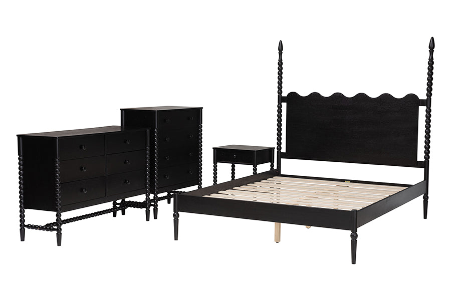 Brantley Spindle 4-Piece Bedroom Set 1-Drawer Nightstand