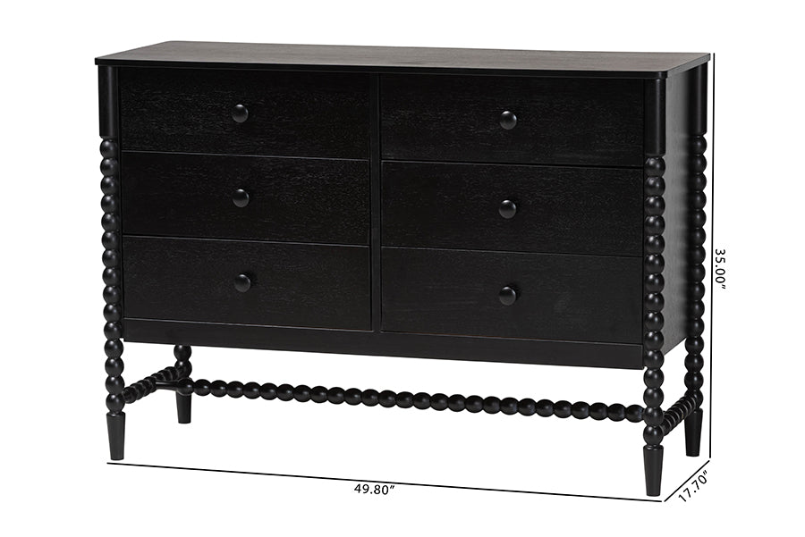 Brantley Spindle Dresser 6-Drawer Horizontal Storage Cabinet