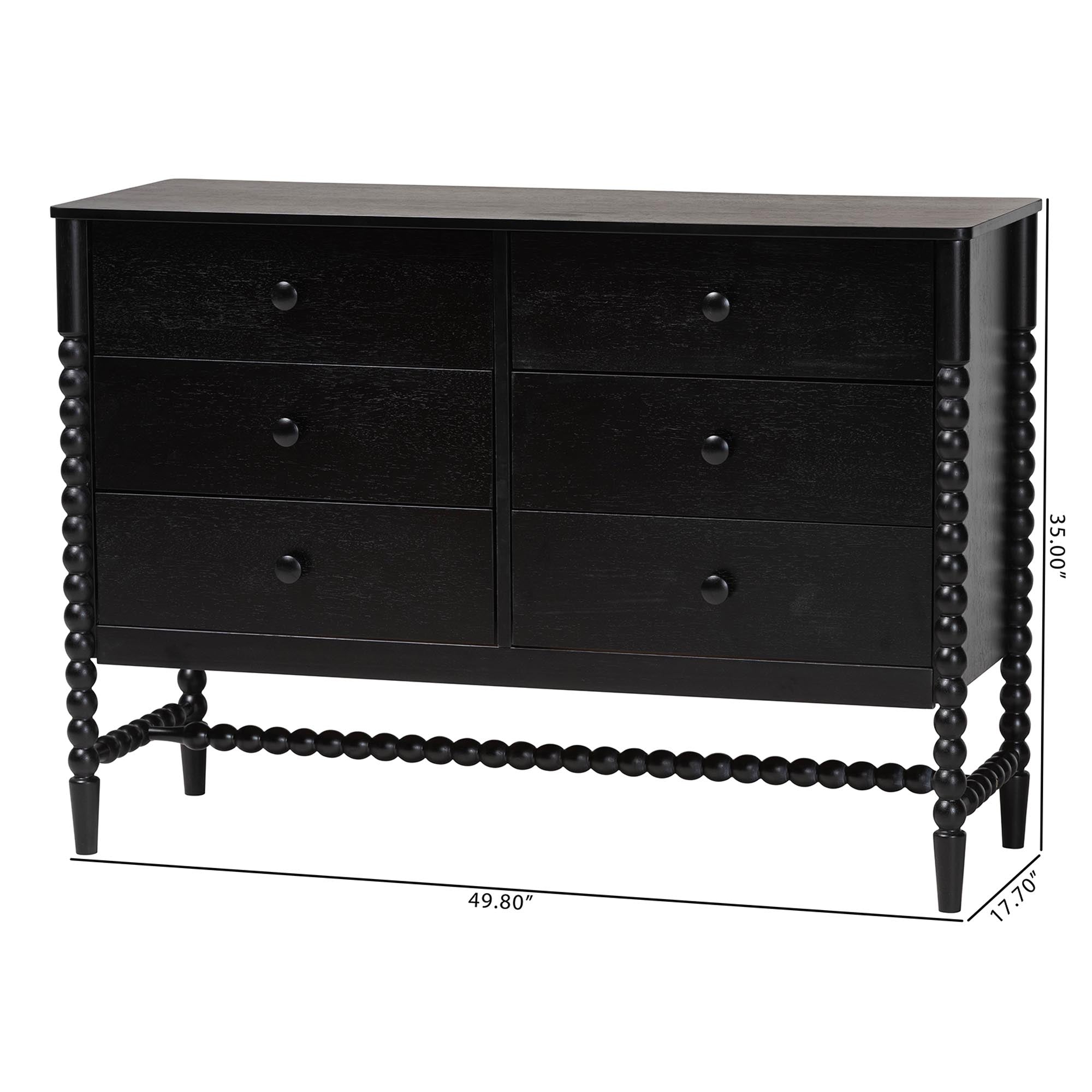 Brantley Spindle Dresser 6-Drawer Horizontal Storage Cabinet