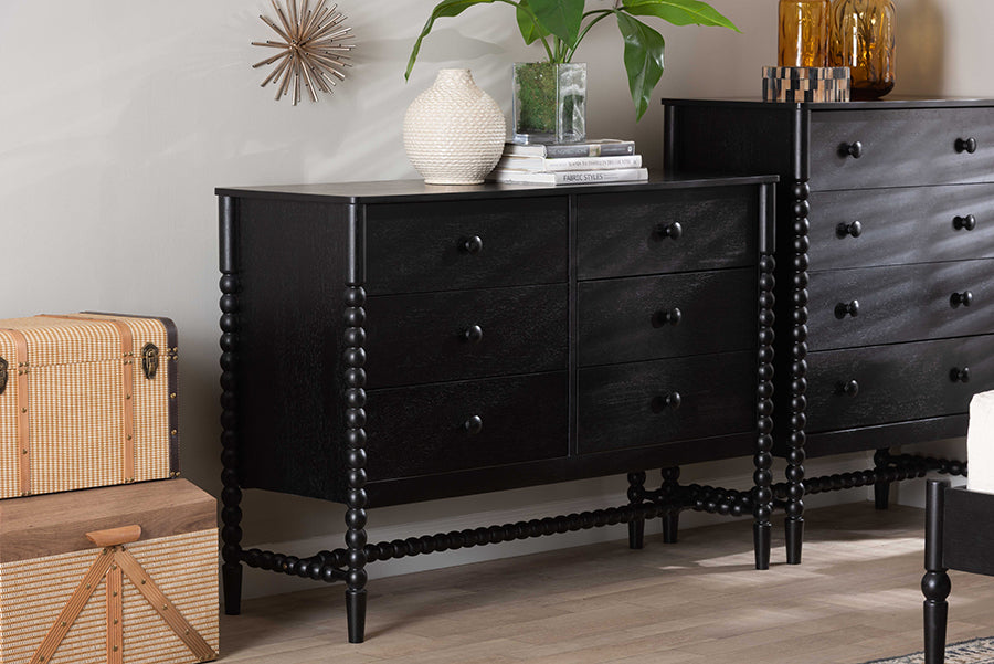 Brantley Spindle Dresser 6-Drawer Horizontal Storage Cabinet