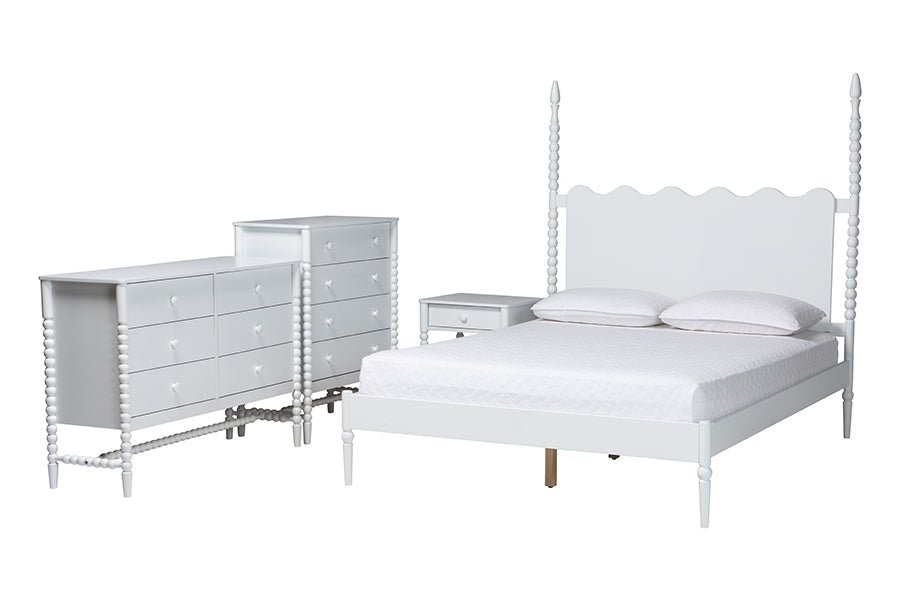 Brantley Spindle 4-Piece Bedroom Set 1-Drawer Nightstand
