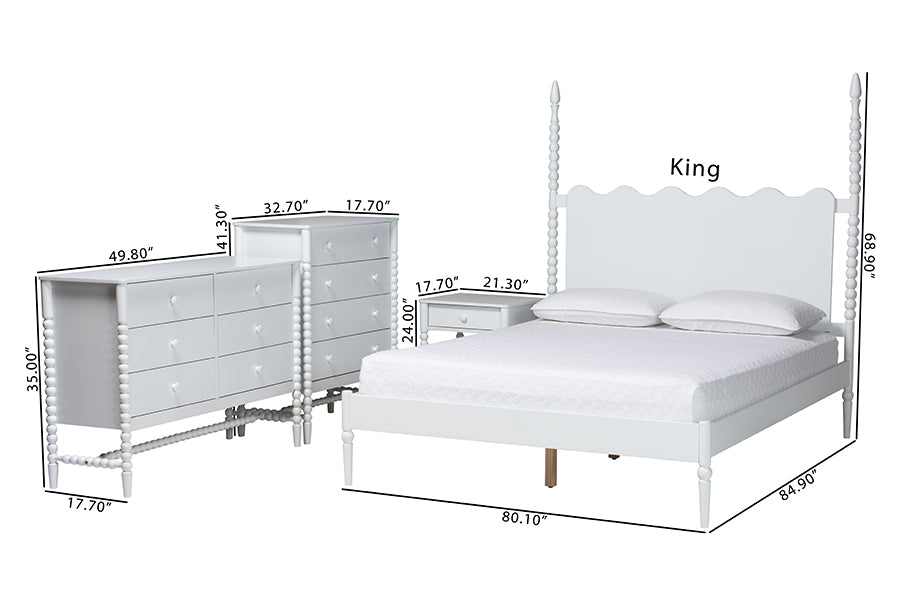 Brantley Spindle 4-Piece Bedroom Set 1-Drawer Nightstand