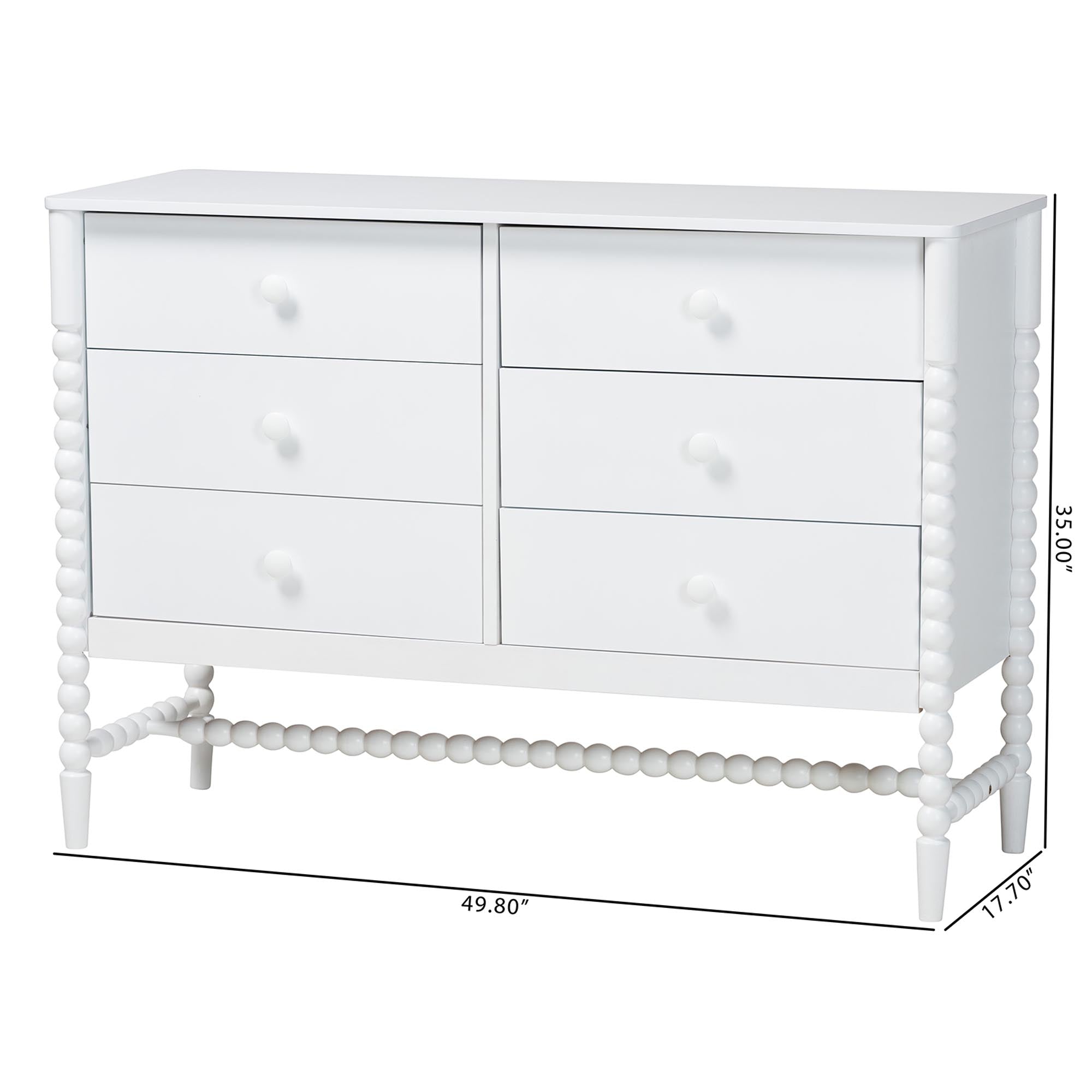 Brantley Spindle Dresser 6-Drawer Horizontal Storage Cabinet