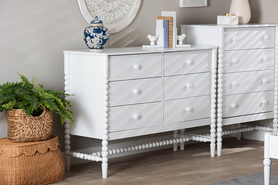 Brantley Spindle Dresser 6-Drawer Horizontal Storage Cabinet