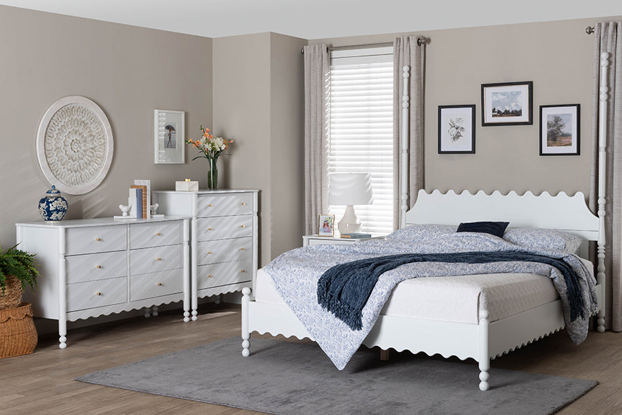 Hoffman 4-Piece Scalloped Bedroom Set 2-Drawer Nightstand
