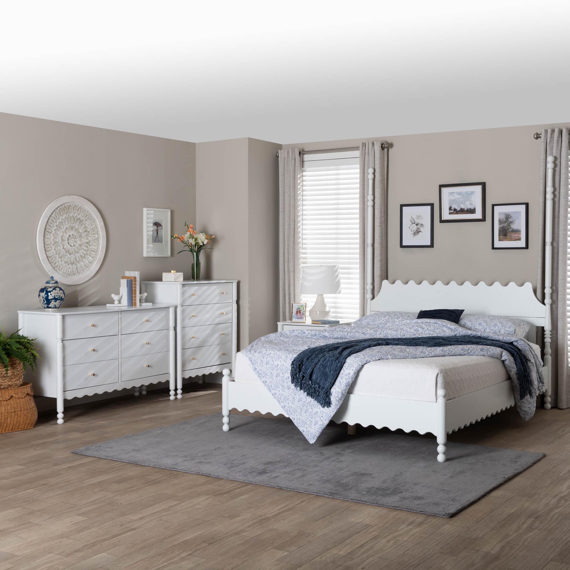 Hoffman 4-Piece Scalloped Bedroom Set 2-Drawer Nightstand
