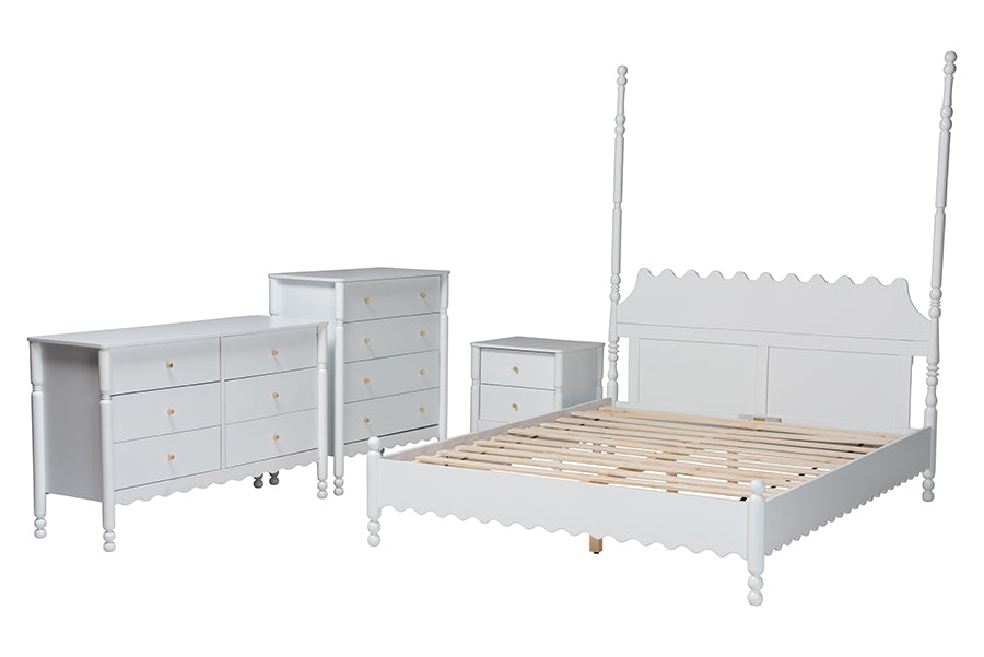 Hoffman 4-Piece Scalloped Bedroom Set 2-Drawer Nightstand