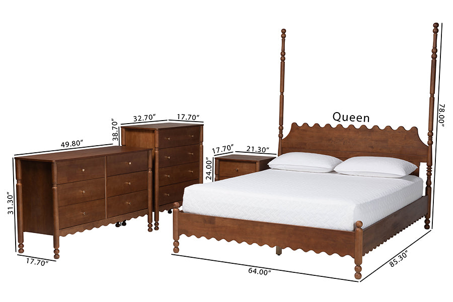 Hoffman 4-Piece Scalloped Bedroom Set 2-Drawer Nightstand