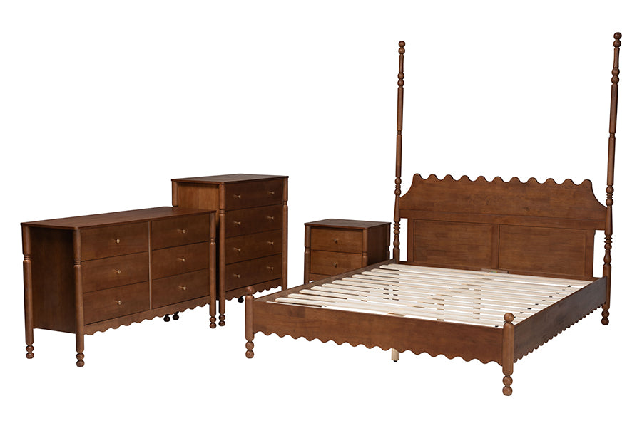 Hoffman 4-Piece Scalloped Bedroom Set 2-Drawer Nightstand