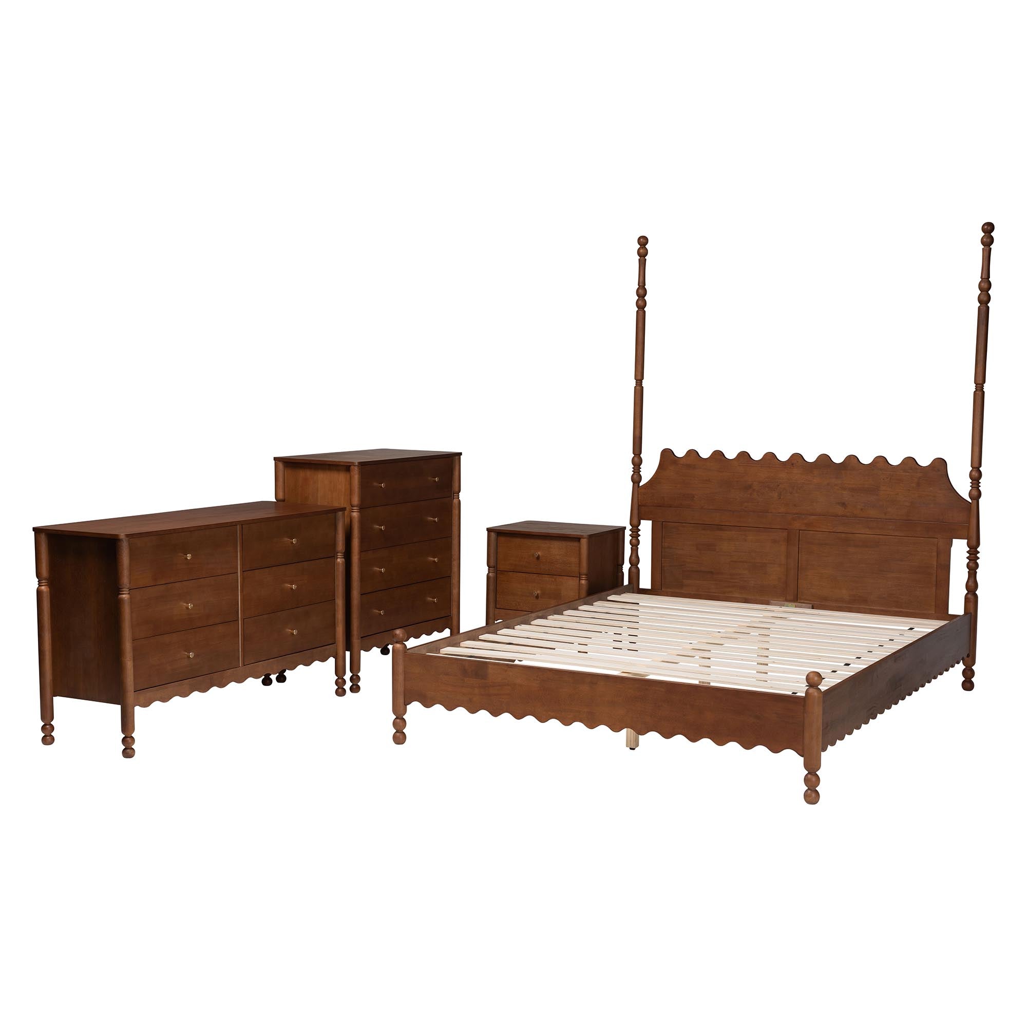 Hoffman 4-Piece Scalloped Bedroom Set 2-Drawer Nightstand