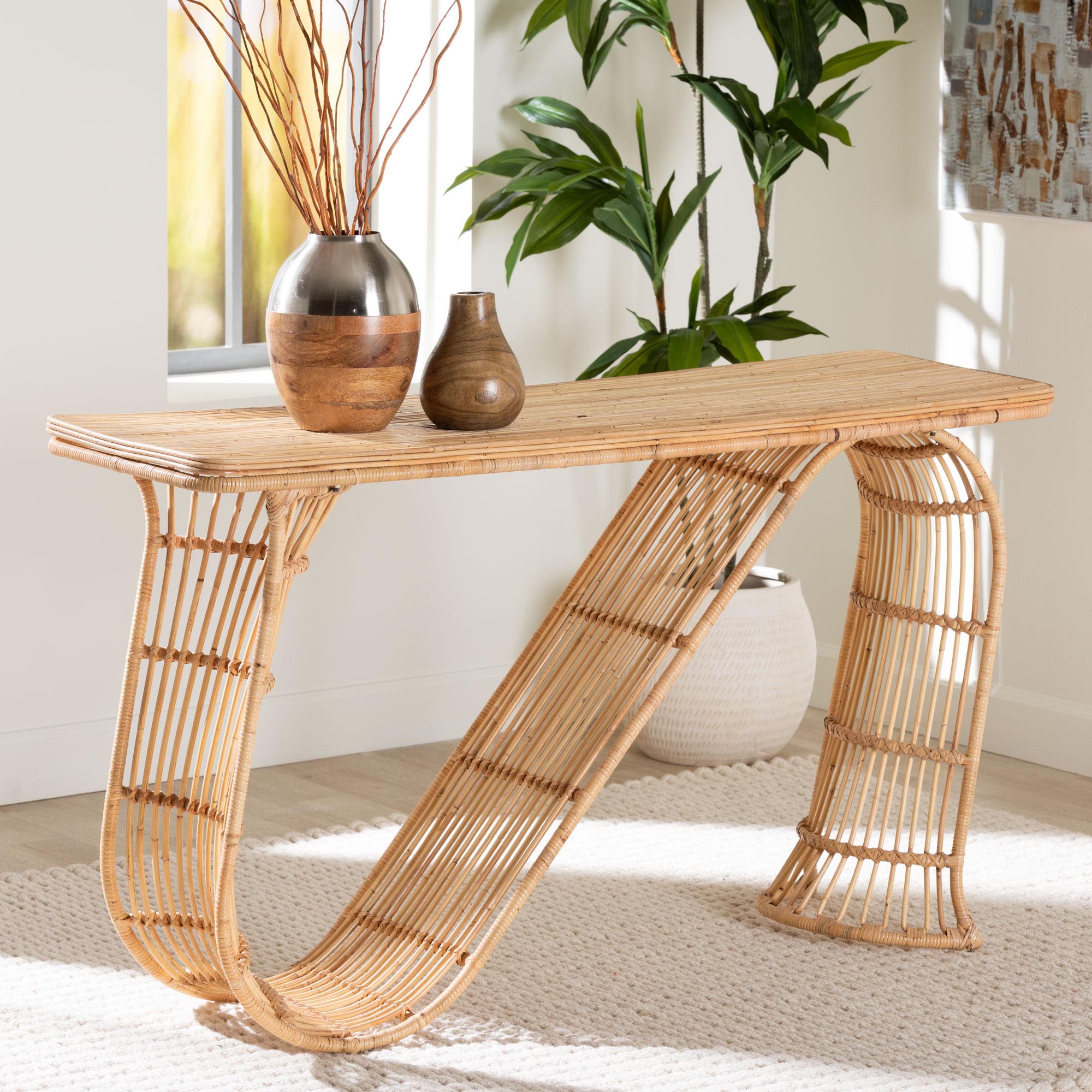 Bali & Pari Araceli Rattan S-Curve Console Table