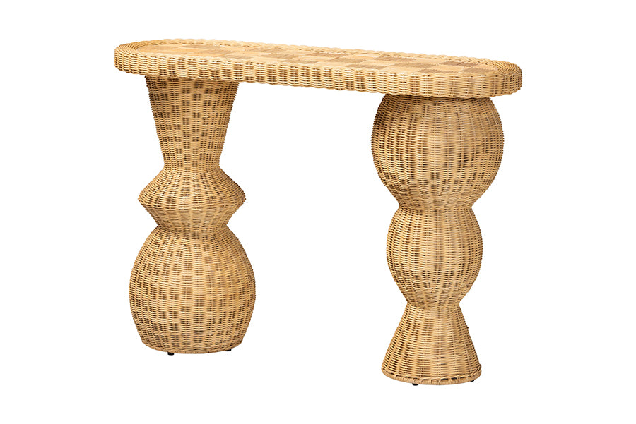 Bali & Pari Hisao Rattan Checkered Console Table