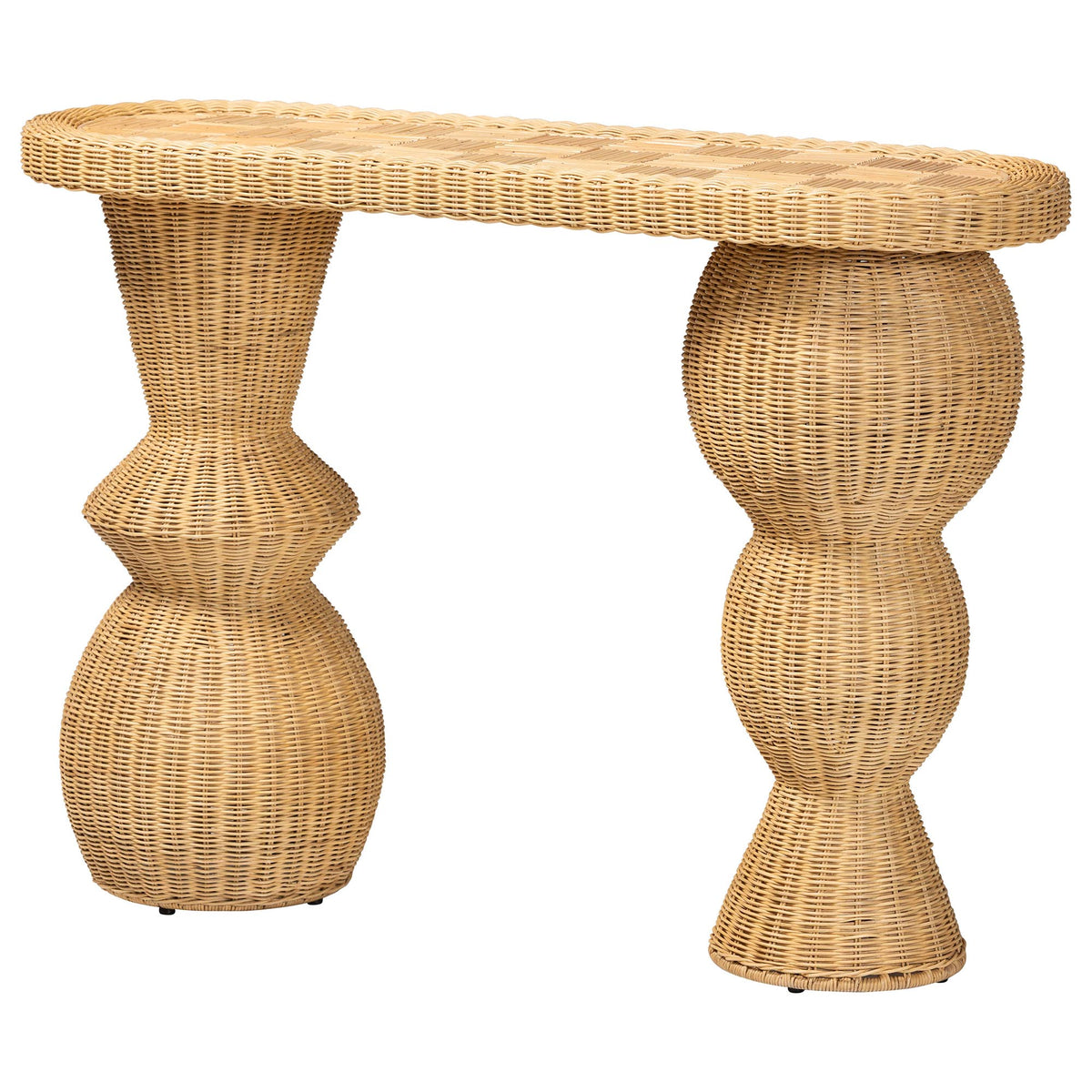 Bali & Pari Hisao Rattan Checkered Console Table