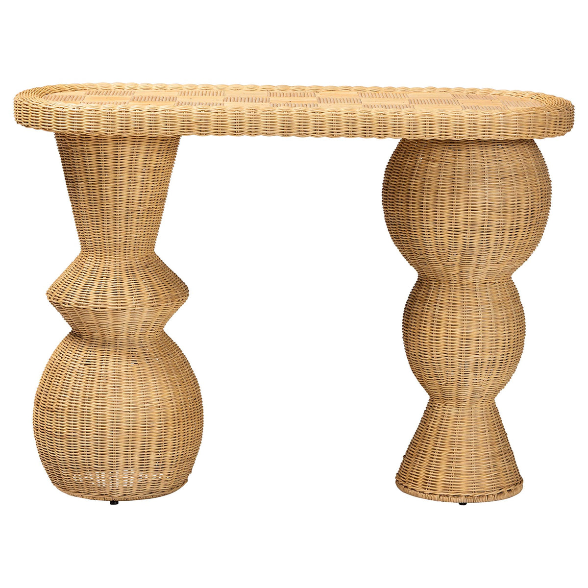 Bali & Pari Hisao Rattan Checkered Console Table